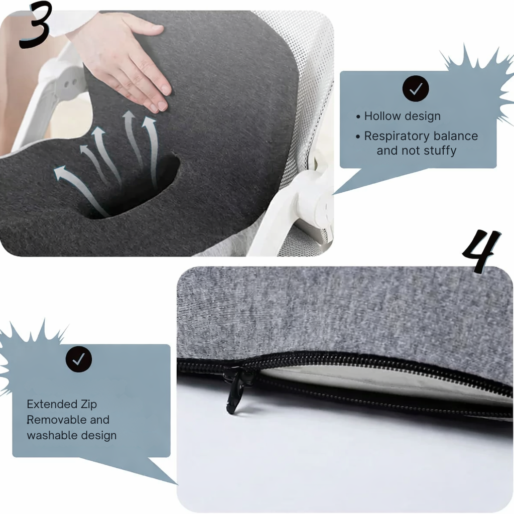 Seat Cushion Memory Foam Non-Slip Removable Cover