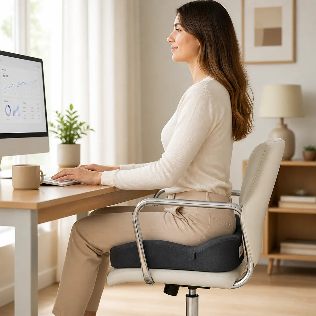 Seat Cushion Memory Foam Tailbone Relief Office & Travel