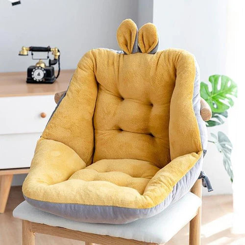 Seat Cushion With Backrest Quilted Velour Adjustable Side Straps