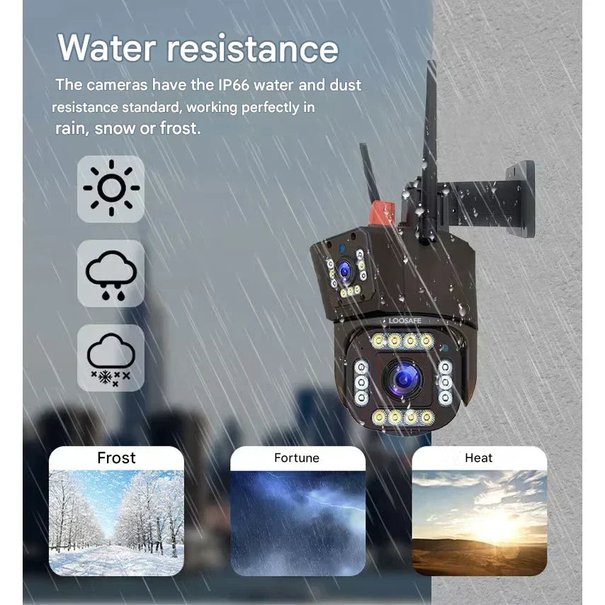 Security Camera 4K Dual-Lens 10x Zoom Solar Rechargeable