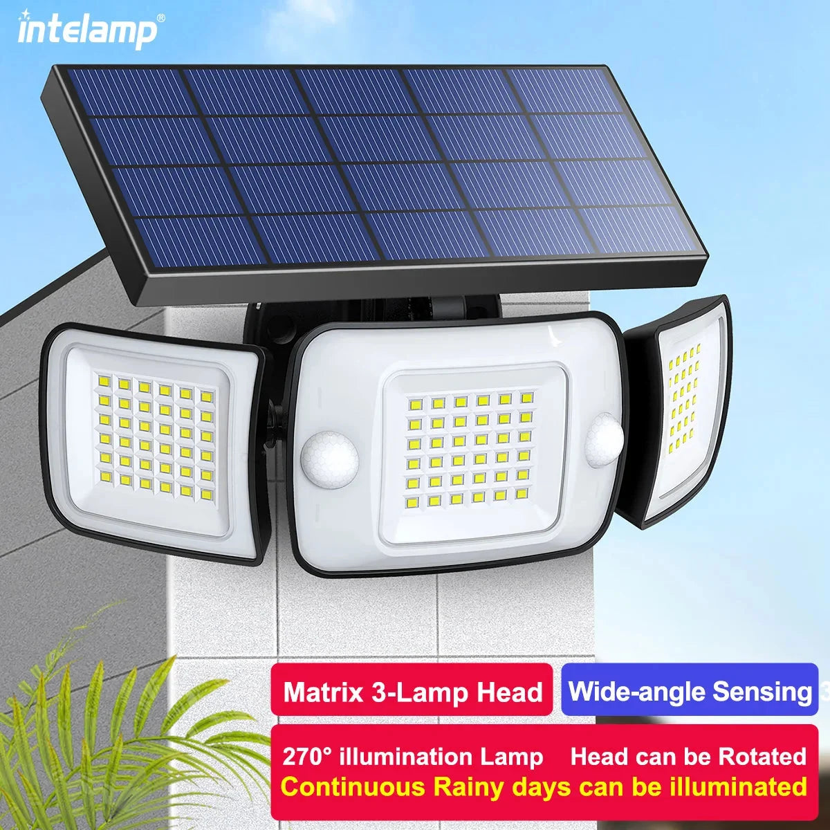Security Light Solar Motion Sensor Three Adjustable Heads