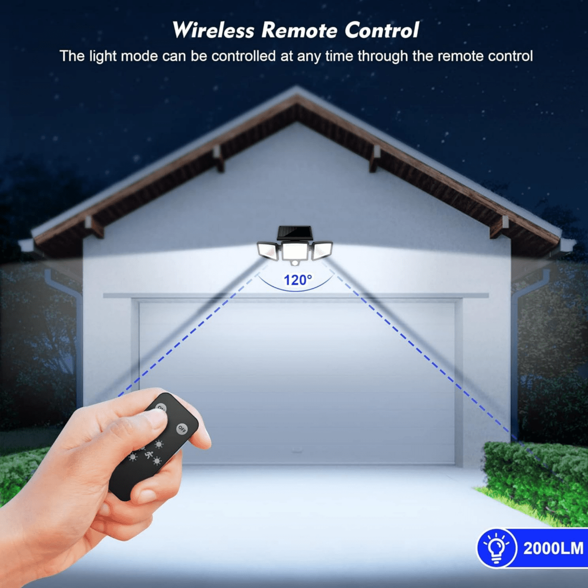 Security Light Solar-Powered Triple-Head Motion Sensor