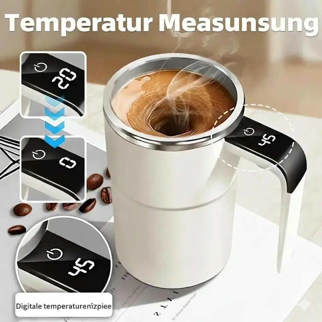 Self-Stirring Coffee Mug Stainless Steel LED Display