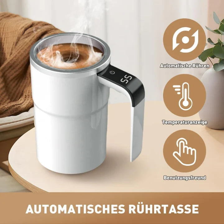 Self-Stirring Mug One-Touch Stainless Steel Interior