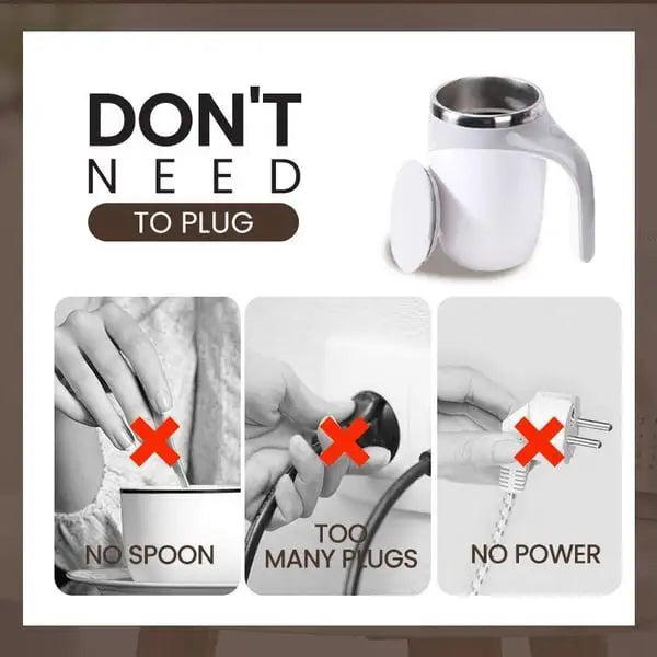 Self-Stirring Mug One-Touch Stainless Steel Leak-Proof Lid