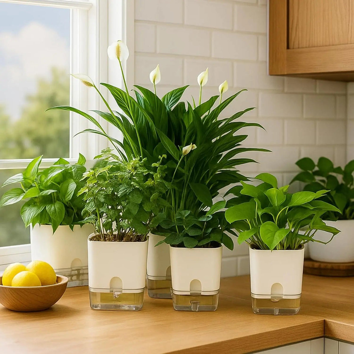 Self-Watering Planter Cotton Wick & Visible Water Level