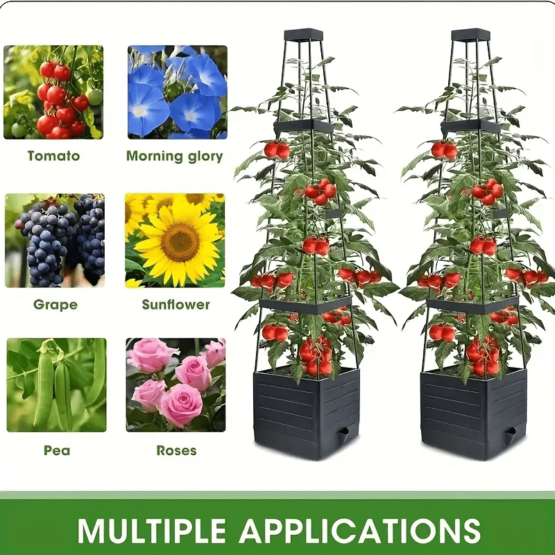 Self-Watering Planter Integrated Trellis Hidden Reservoir & Drainage