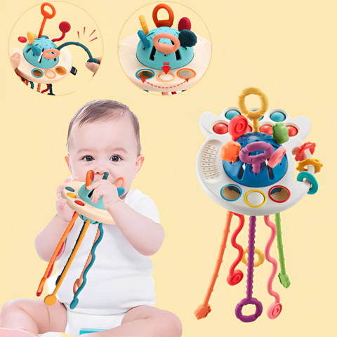 Sensory Toy UFO Pull-String Food-Grade Silicone Teether