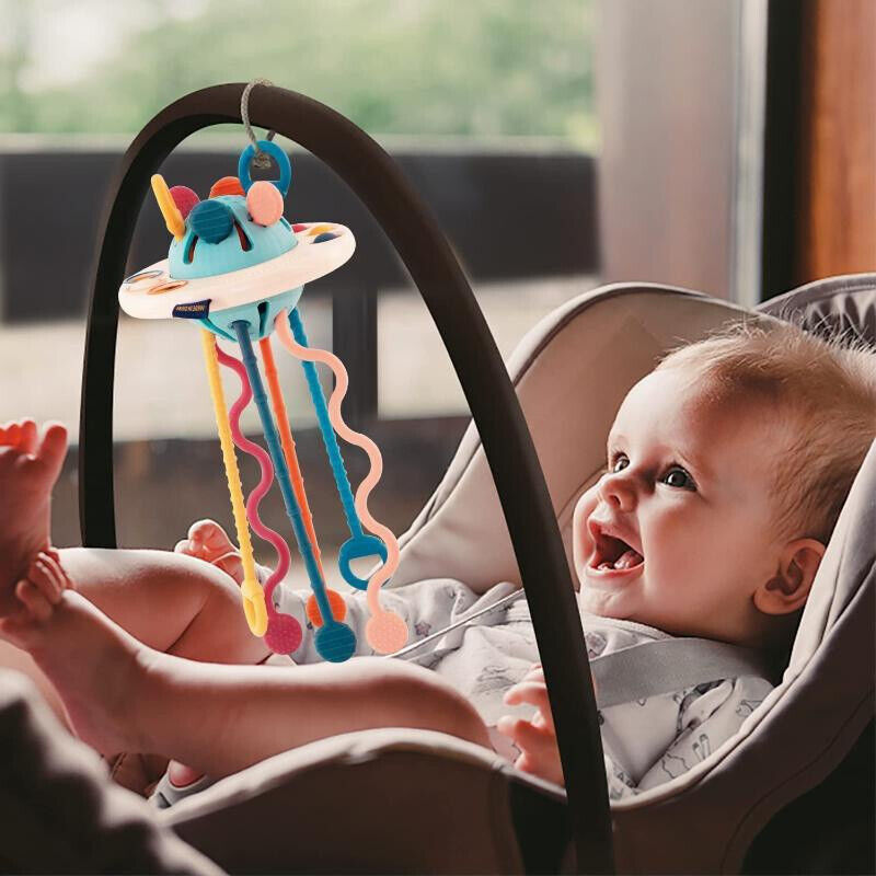 Sensory Toy UFO Pull-String Food-Grade Silicone Teether