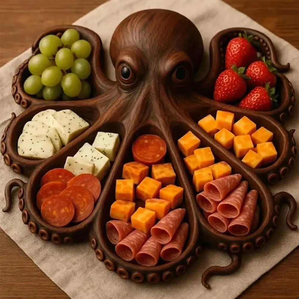 Serving Board Octopus Shape Handcrafted Wood