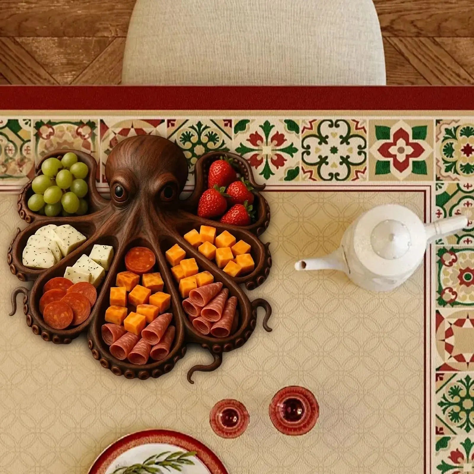Serving Board Octopus Shape Handcrafted Wood