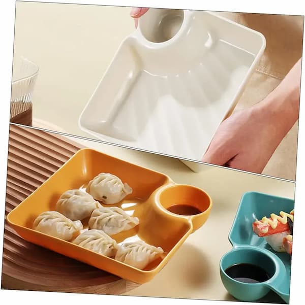 Serving Plate Separate Sauce Compartment Dishwasher Safe
