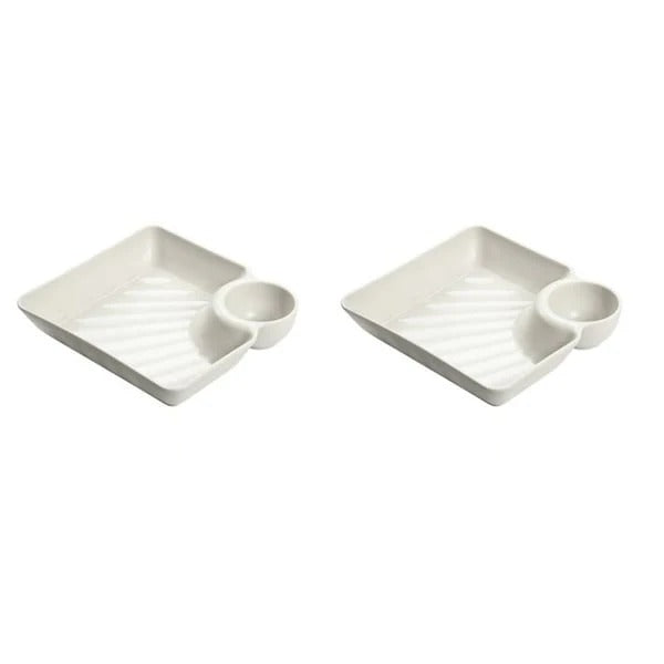 Serving Plate Separate Sauce Compartment Dishwasher Safe