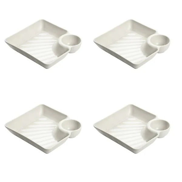 Serving Plate Separate Sauce Compartment Dishwasher Safe