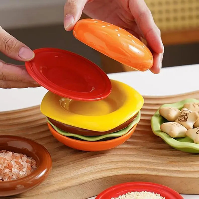 Serving Set Burger-Shaped Stackable Plastic
