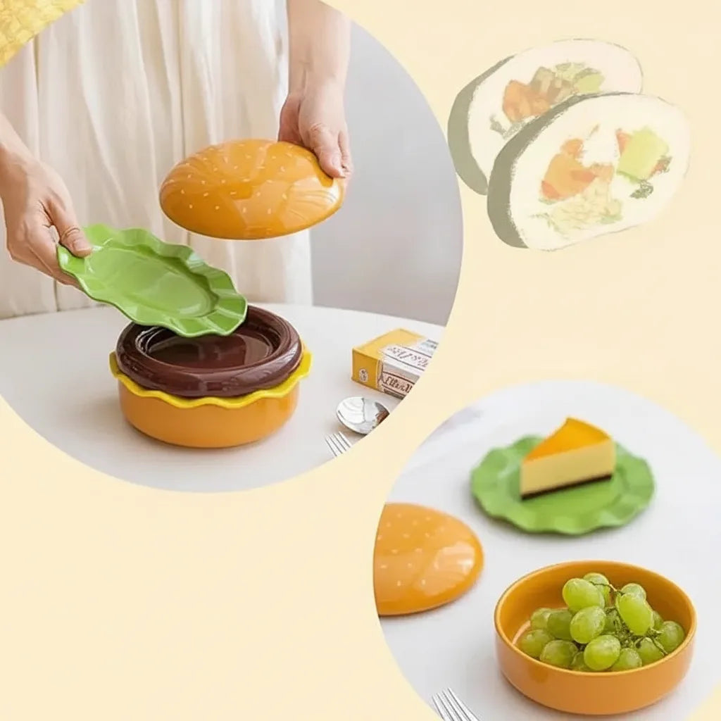 Serving Set Burger-Shaped Stackable Plastic