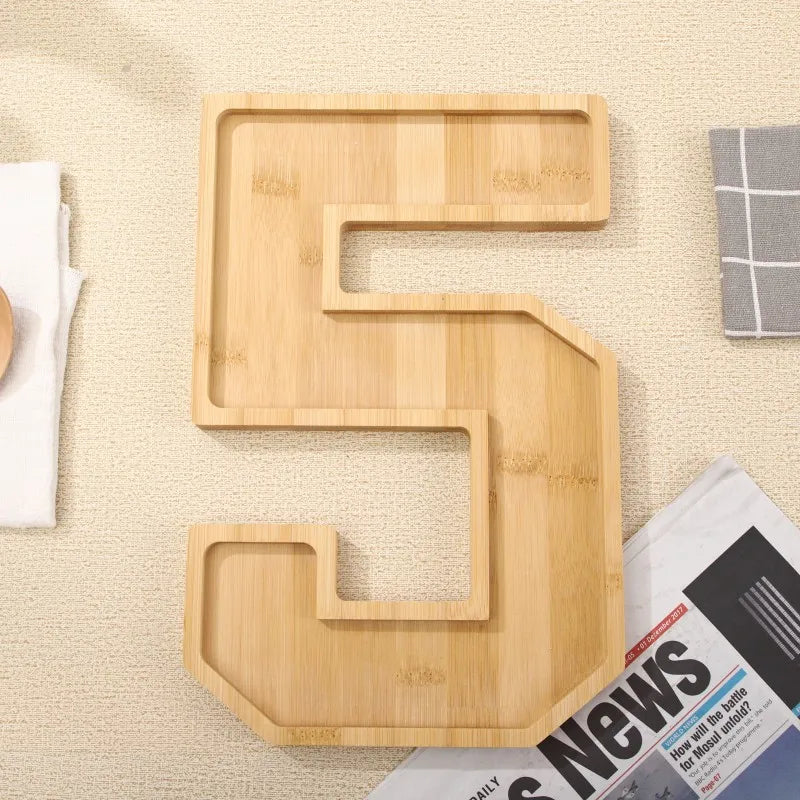 Serving Tray Number-Shaped Bamboo Numbers 0-9
