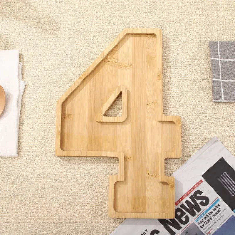 Serving Tray Number-Shaped Bamboo Numbers 0-9
