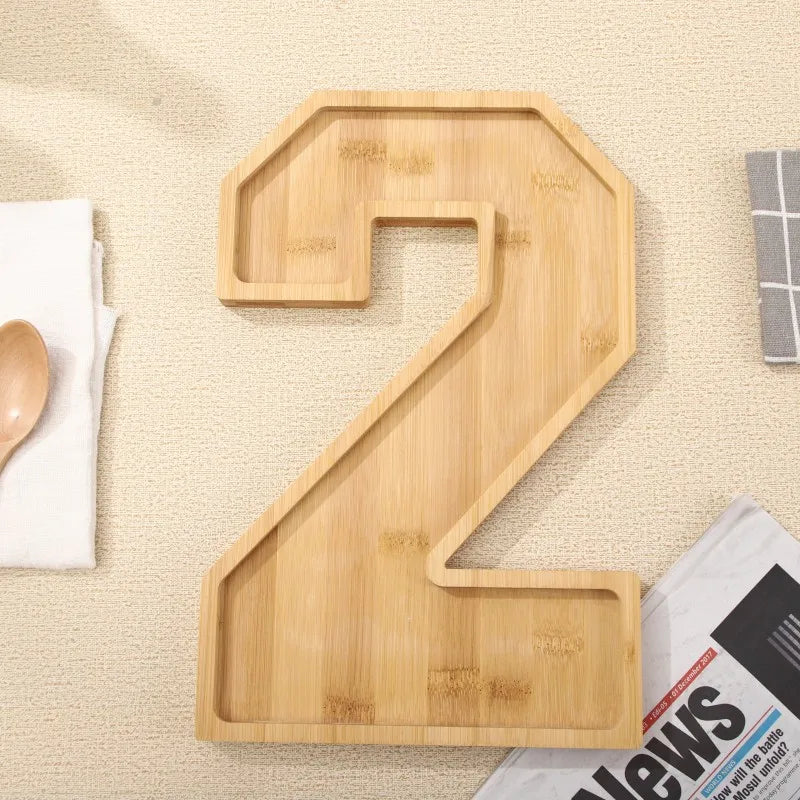 Serving Tray Number-Shaped Bamboo Numbers 0-9