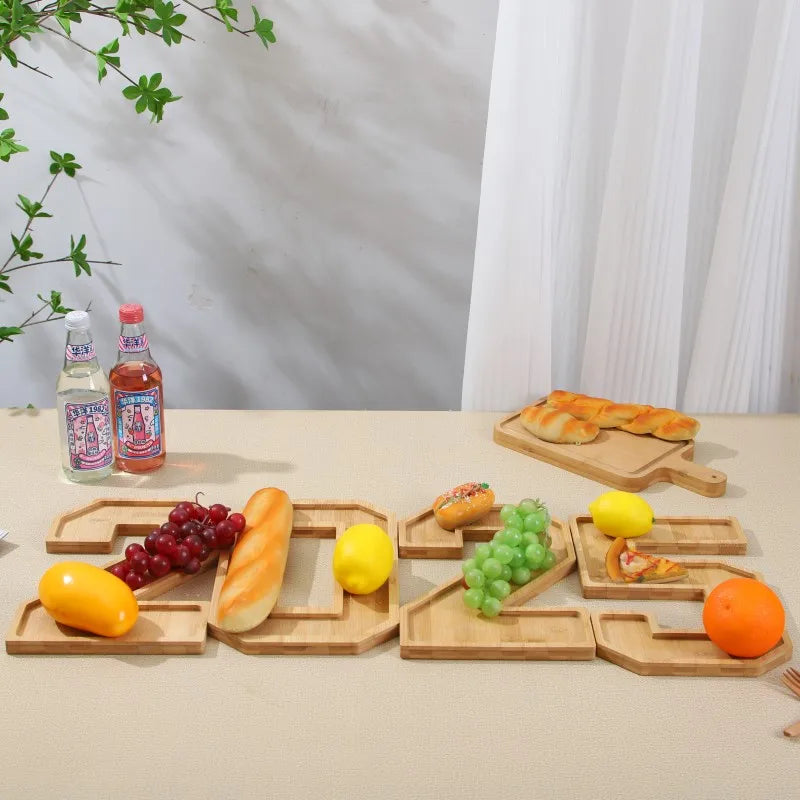 Serving Tray Number-Shaped Bamboo Numbers 0-9