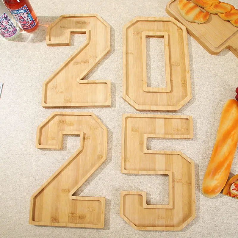 Serving Tray Number-Shaped Bamboo Numbers 0-9