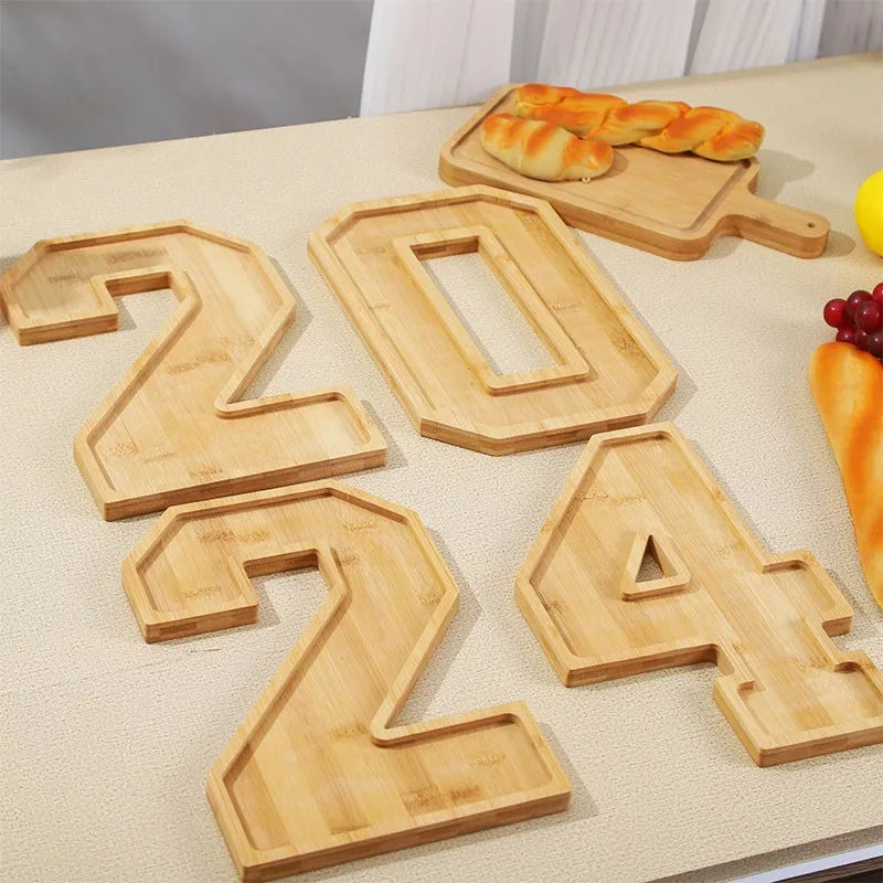 Serving Tray Number-Shaped Bamboo Numbers 0-9
