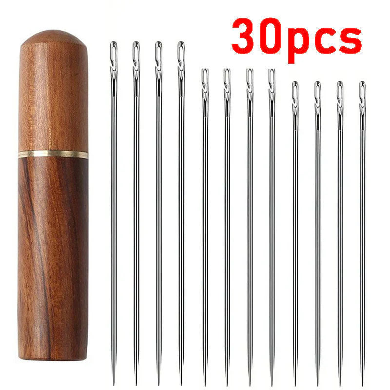 Sewing Needle Set Side-Threading Stainless Steel 30 Pieces
