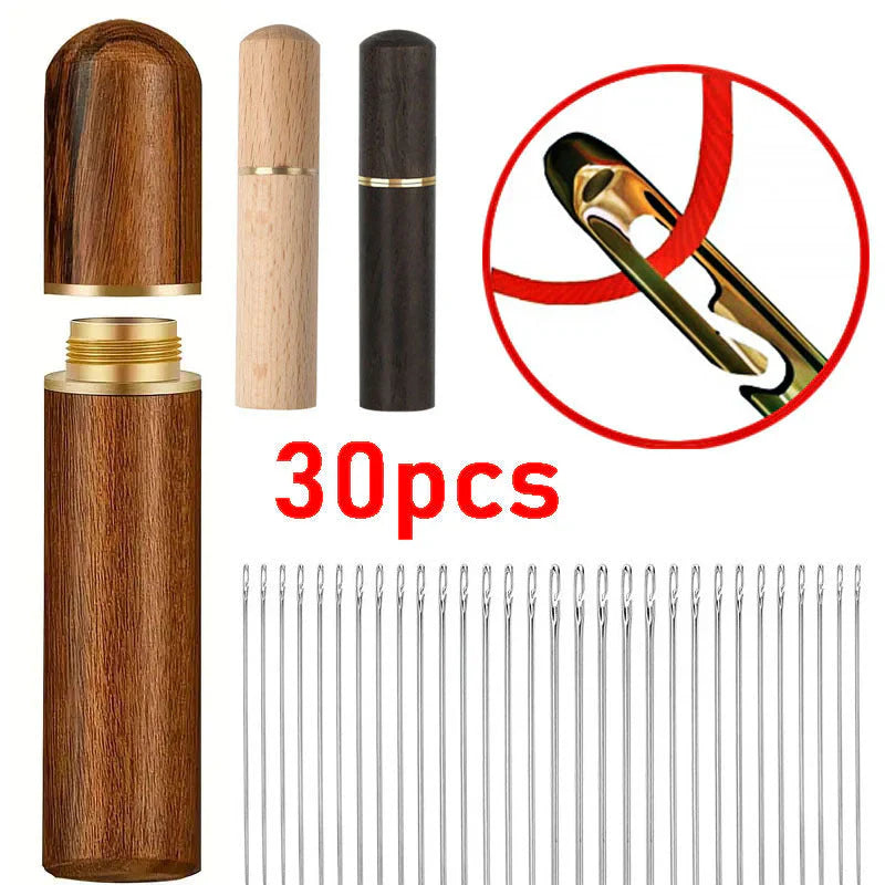 Sewing Needle Set Side-Threading Stainless Steel 30 Pieces