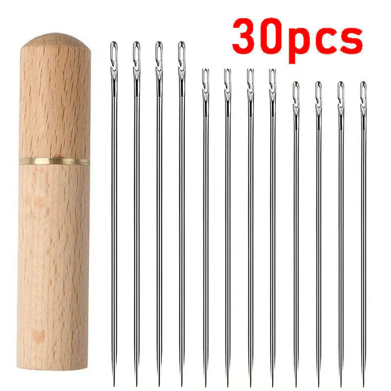 Sewing Needle Set Side-Threading Stainless Steel 30 Pieces