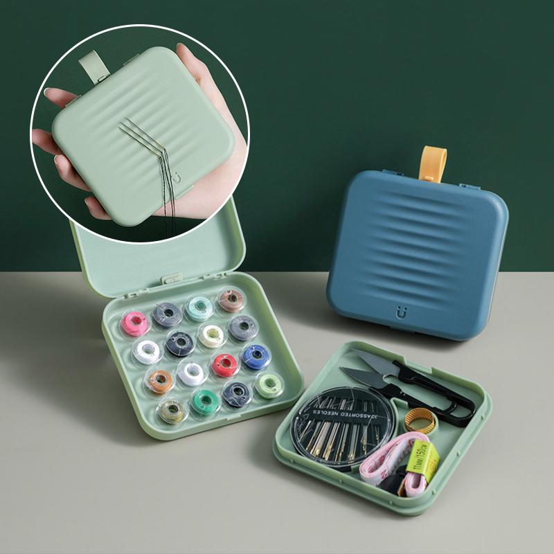 Sewing Organizer Box Magnetic Lid Two-Tier Spool Storage