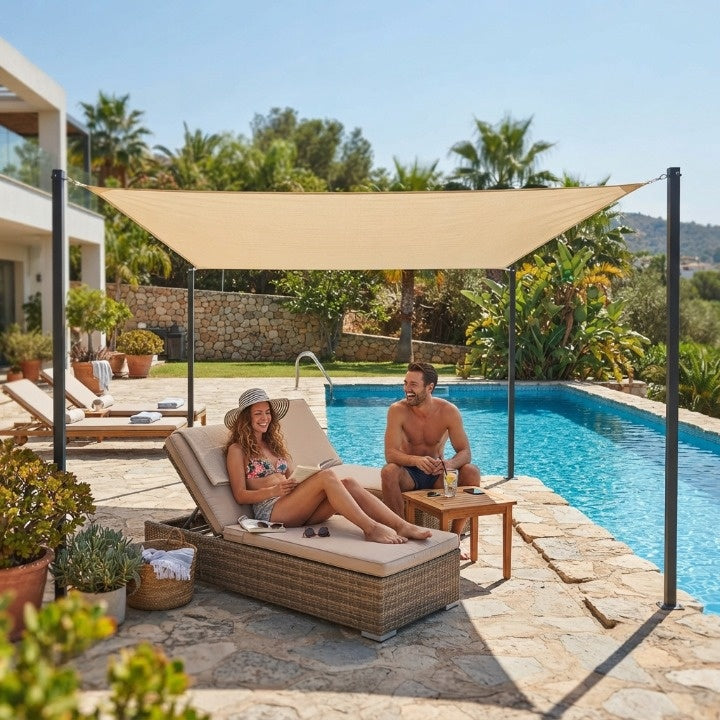 Shade Sail Rectangular PU-Coated Polyester UV Protection Reinforced Edges