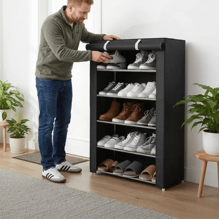 Shoe Cabinet Tool-Free Assembly Steel Frame Breathable Cover
