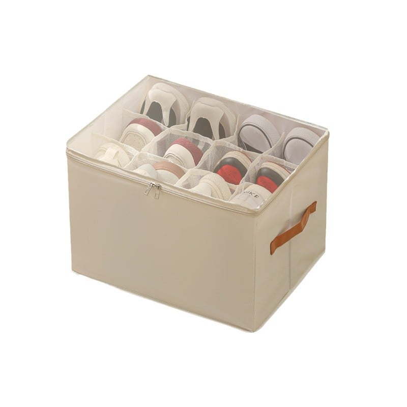 Shoe Organizer Adjustable Dividers & Clear Cover