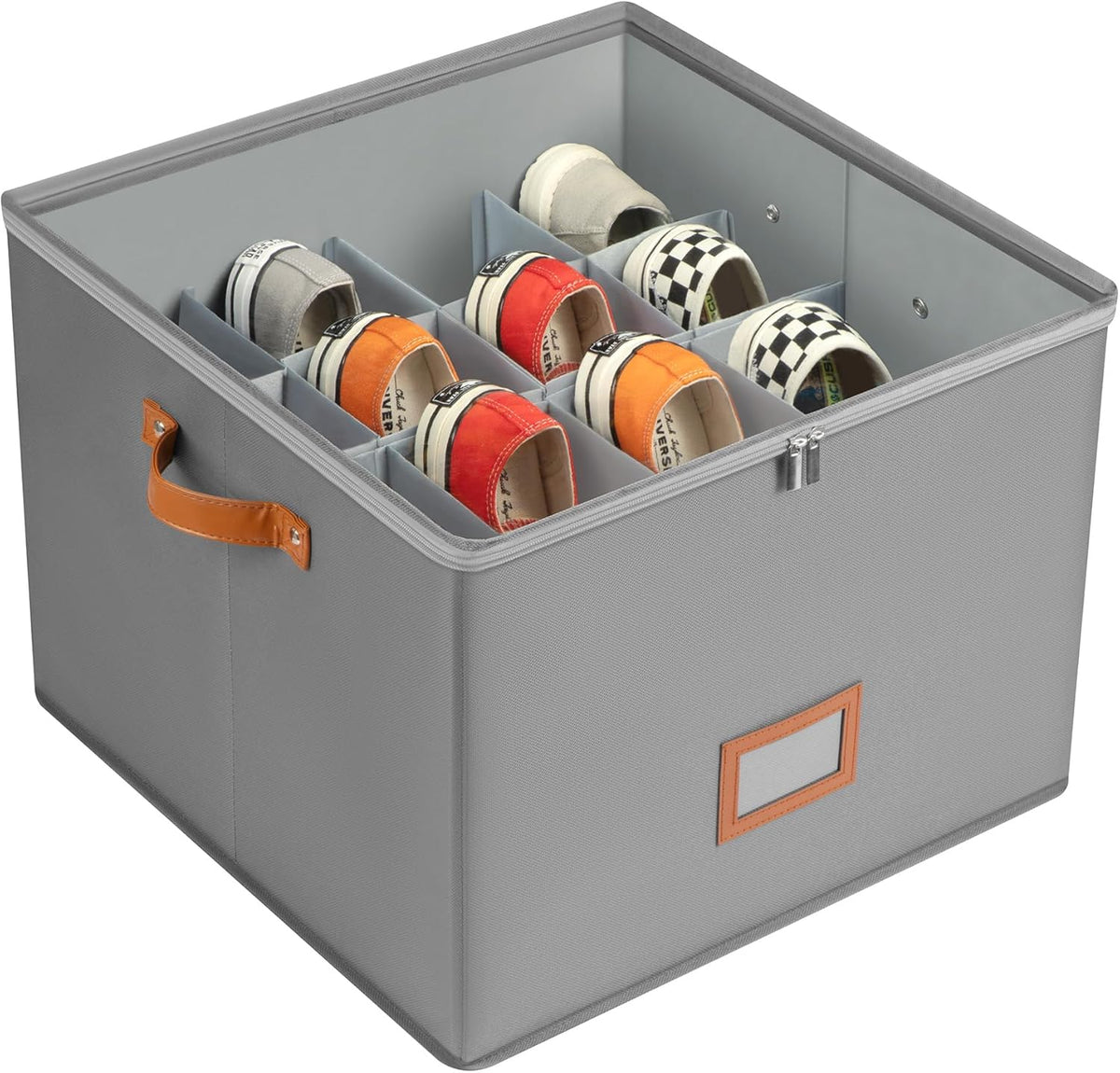 Shoe Organizer Adjustable Dividers & Clear Cover