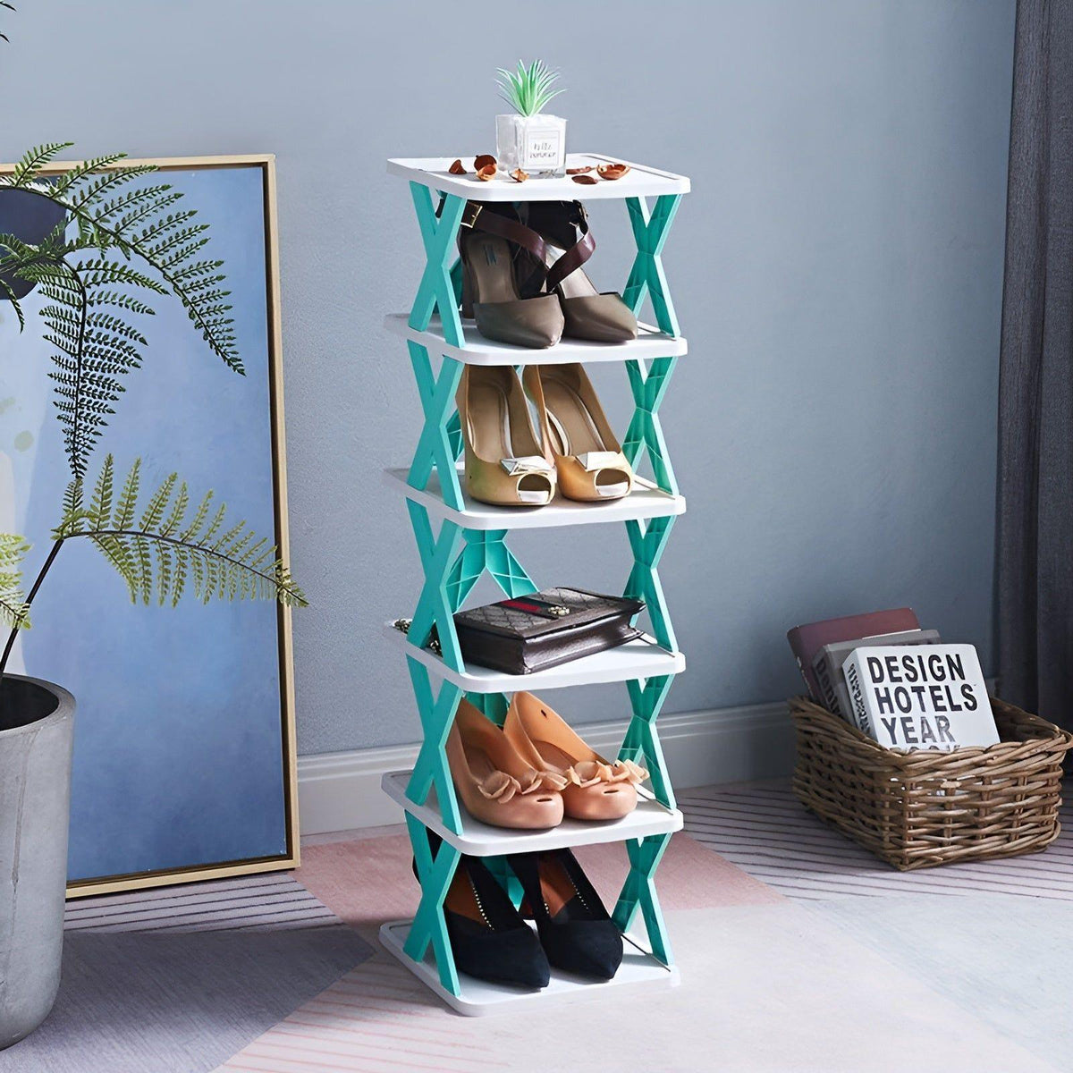 Shoe Rack Foldable Expandable 3-7 Tiers Tool-Free Assembly