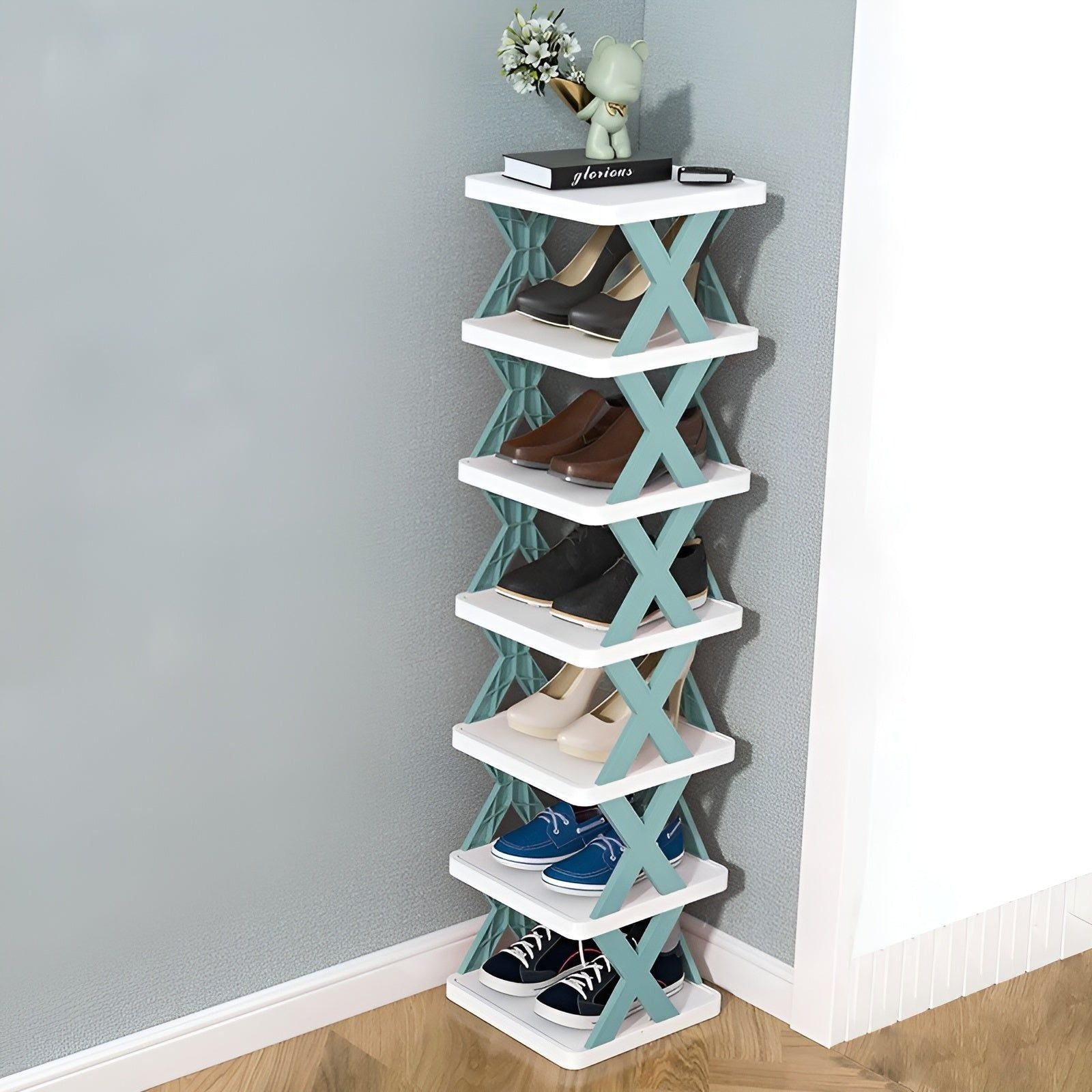 Shoe Rack Foldable Expandable 3-7 Tiers Tool-Free Assembly