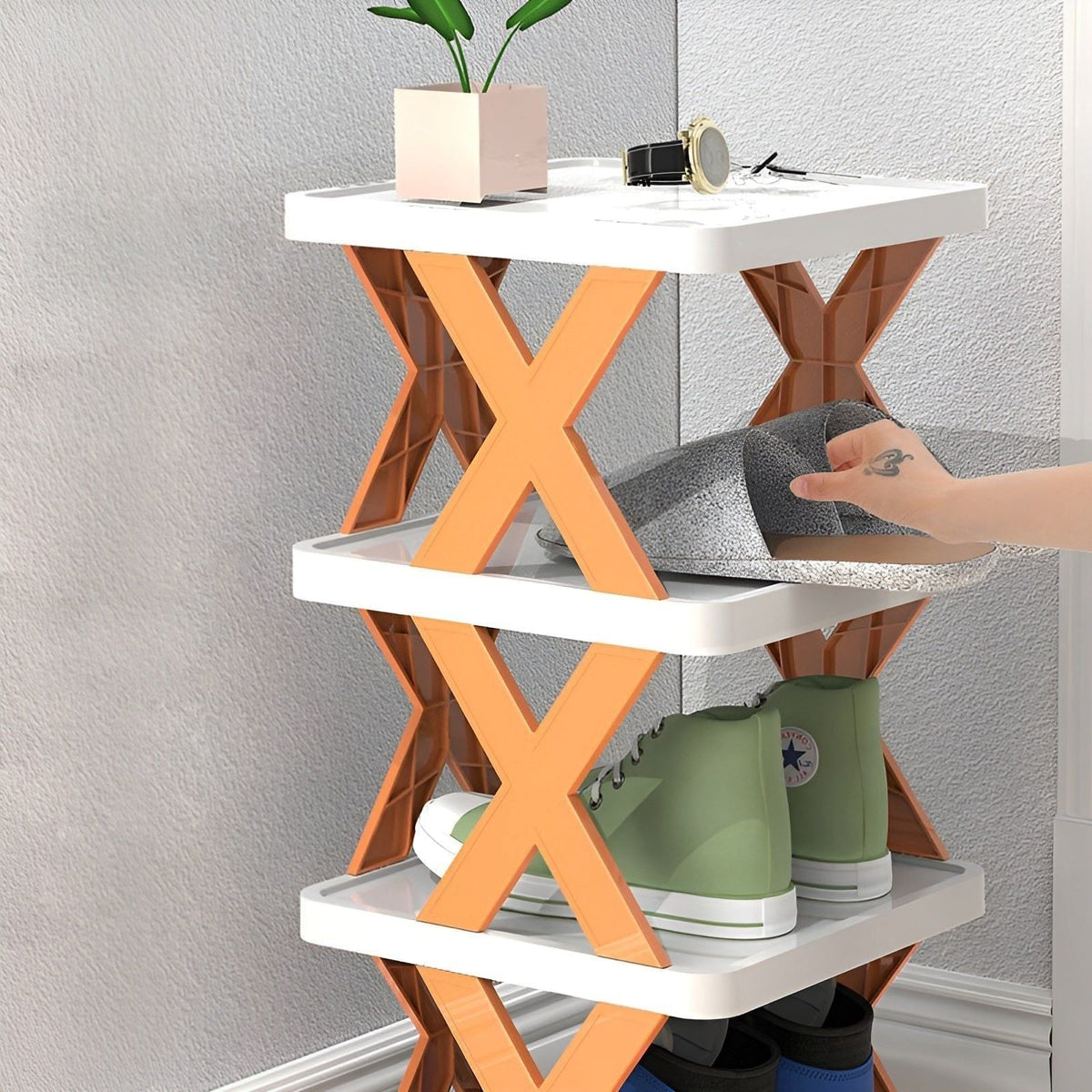 Shoe Rack Foldable Expandable 3-7 Tiers Tool-Free Assembly