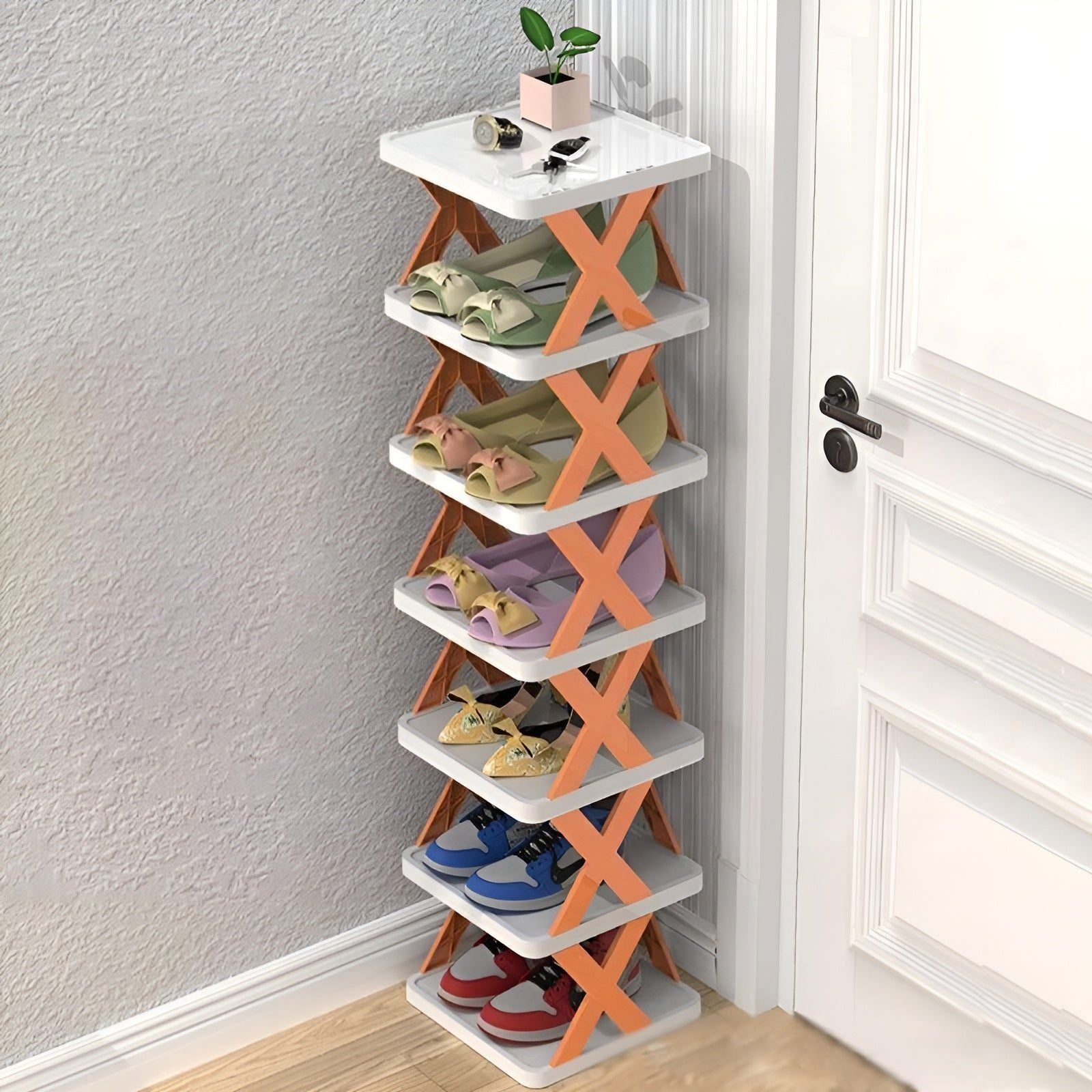 Shoe Rack Foldable Expandable 3-7 Tiers Tool-Free Assembly