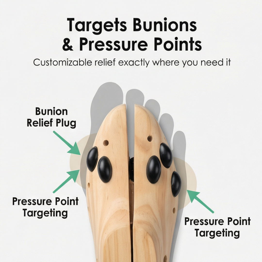 Shoe Tree Natural Wood 2-Way Stretch Removable Ball Plugs