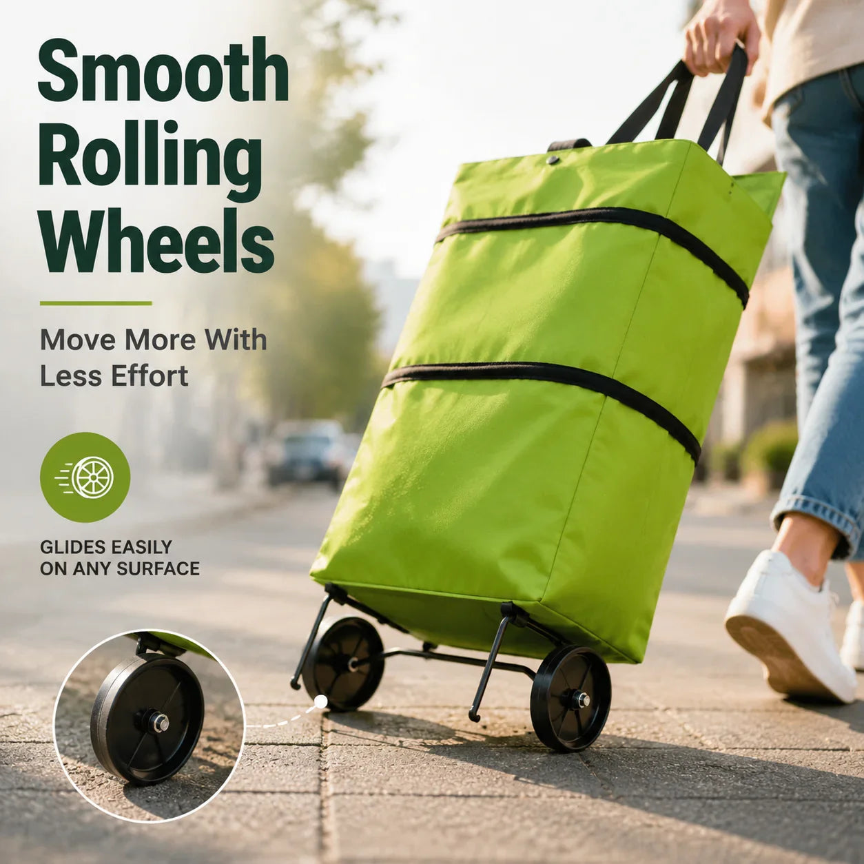 Shopping Bag 2-in-1 Foldable Wheels & Padded Handles