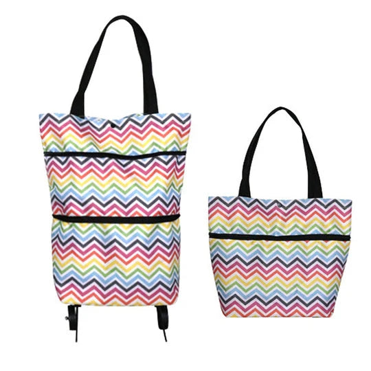 Shopping Bag 2-in-1 Foldable Wheels & Padded Handles