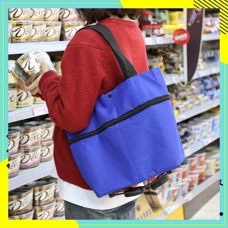 Shopping Bag 2-in-1 Foldable Wheels & Padded Handles