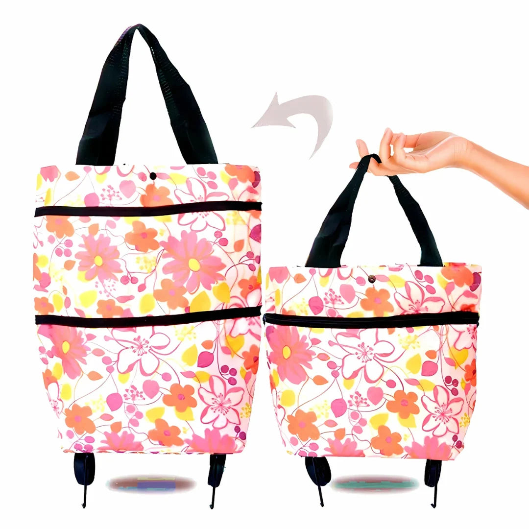 Shopping Trolley Foldable Retractable Wheels 600D Oxford & Metal Frame