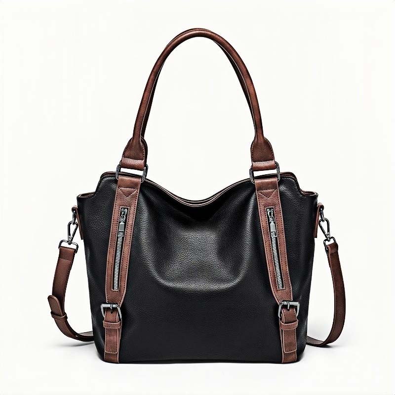 Shoulder Bag Convertible 3-in-1 PU Leather Padded Laptop Compartment