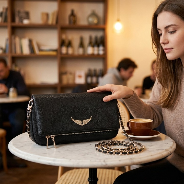 Shoulder Bag Faux Leather Gold Chain Zipper Closure