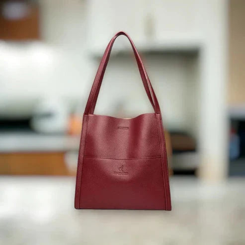Shoulder Bag Genuine Leather Zipper Closure & Multiple Compartments