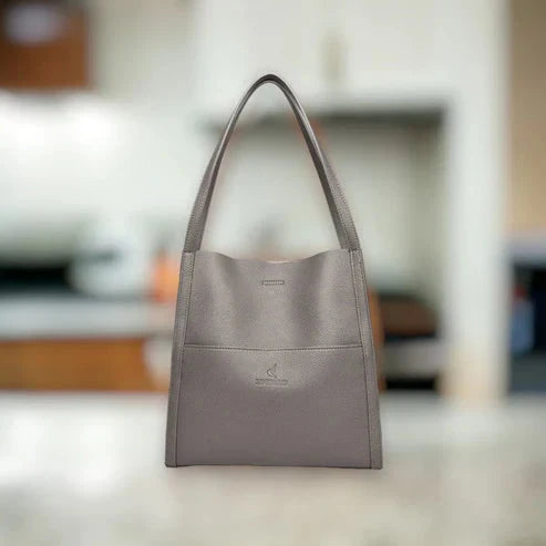 Shoulder Bag Genuine Leather Zipper Closure & Multiple Compartments