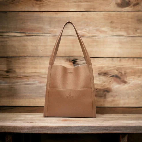 Shoulder Bag Genuine Leather Zipper Closure & Multiple Compartments