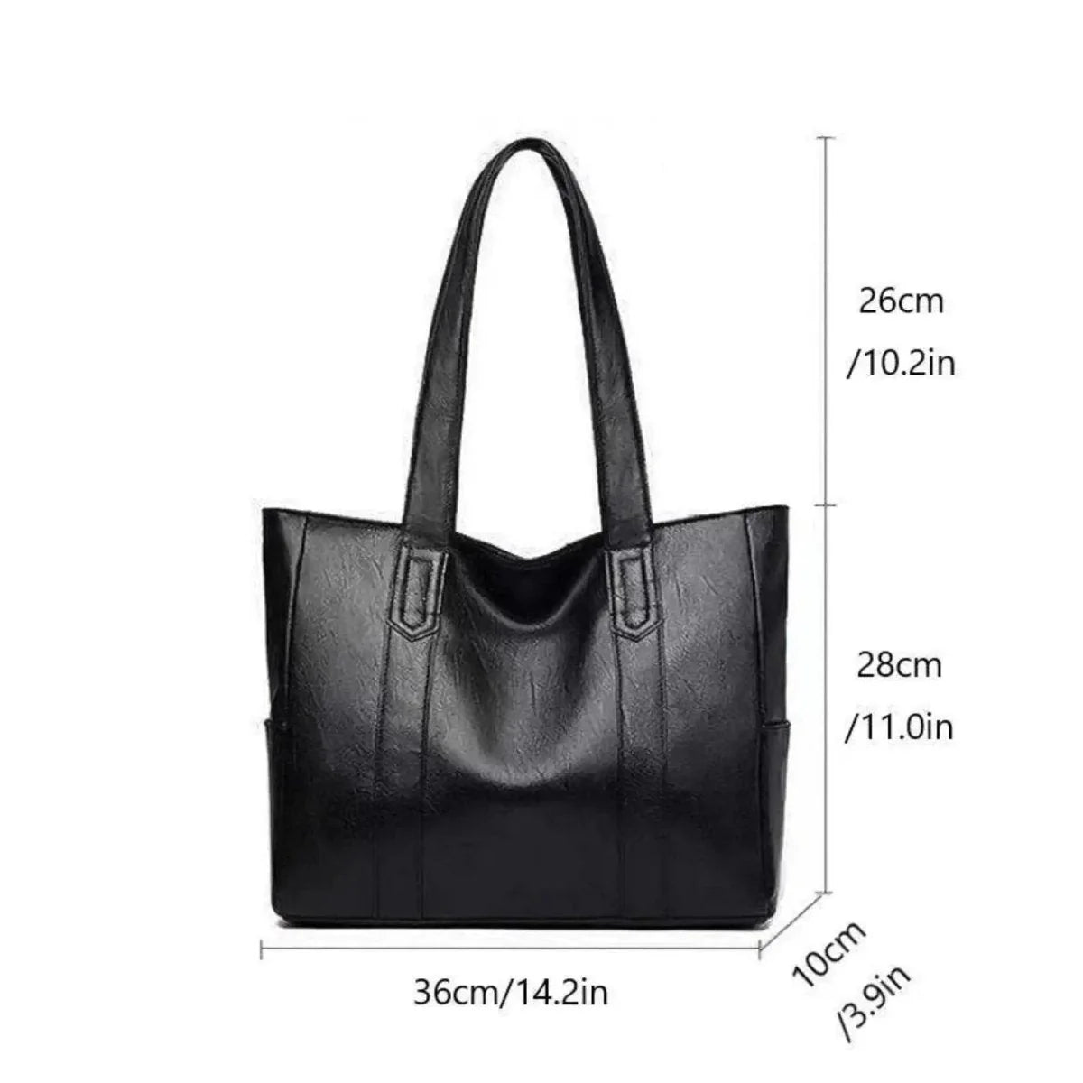 Shoulder Bag Smooth PU Leather Spacious Interior Adjustable Strap