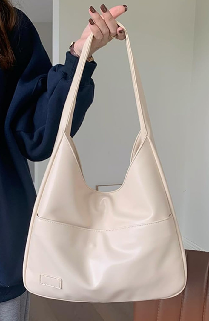 Shoulder Bag Soft Faux Leather Wide Strap Front Pocket